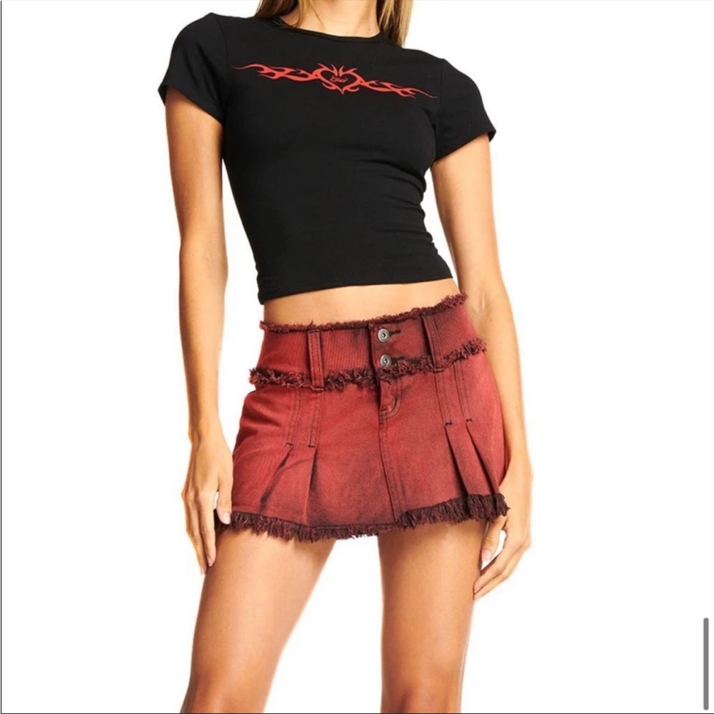 IAMGIA Red denim skylar skirt {deadstock}